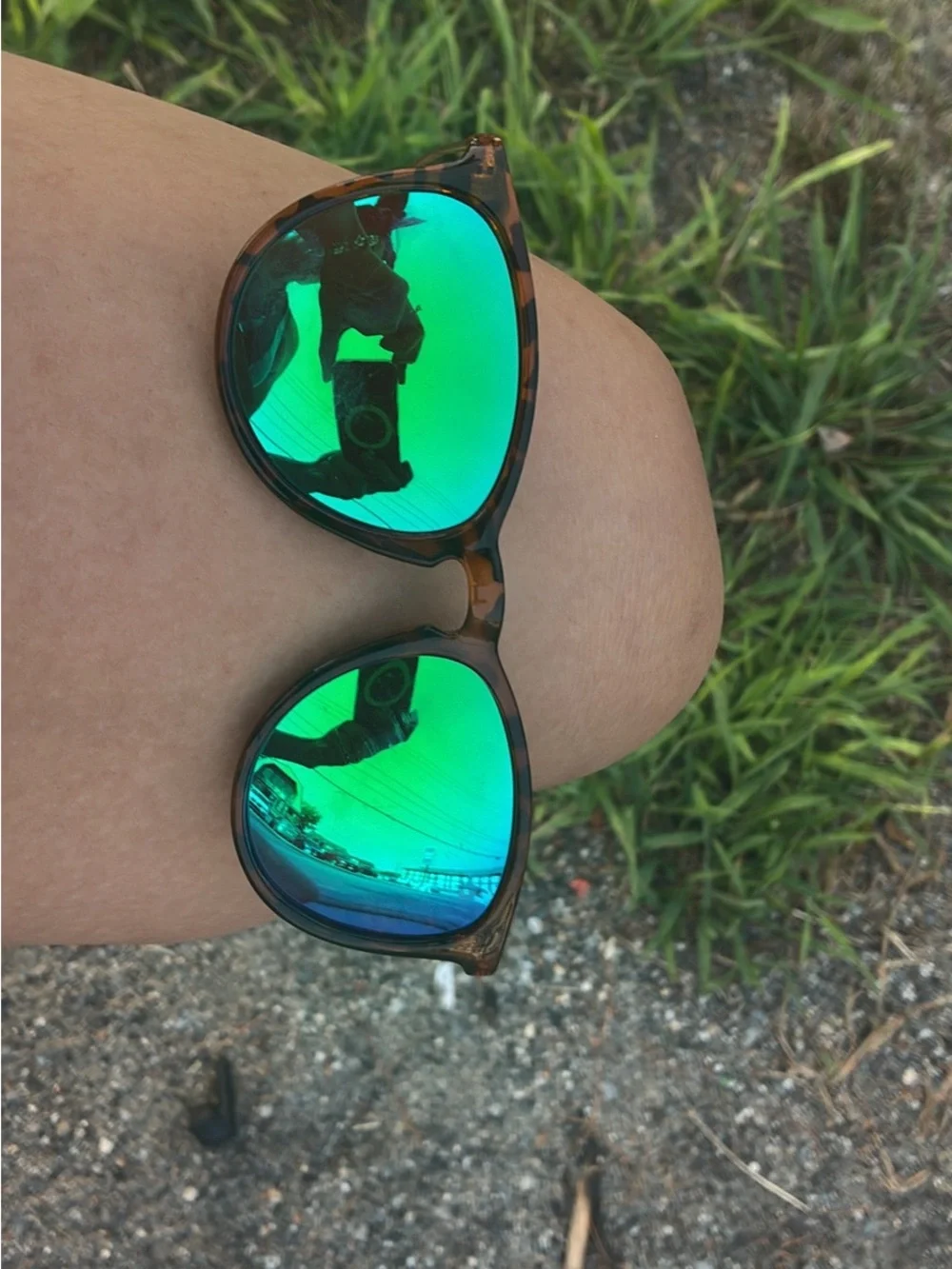 Maui Jim Tortoise Frame Sunglasses with Green Mirrored Lenses